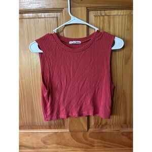Reformation Jeans Red Ribbed Sleeveless Crop Top Medium Modal & Spandex
